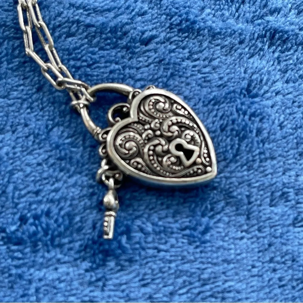 Brighton Lock & Key Silver Heart Reversible Locket Look Necklace